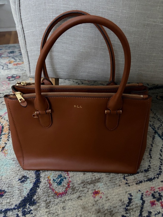 Ralph Lauren Handbags - Brown Leather Satchel with Double Top Handles